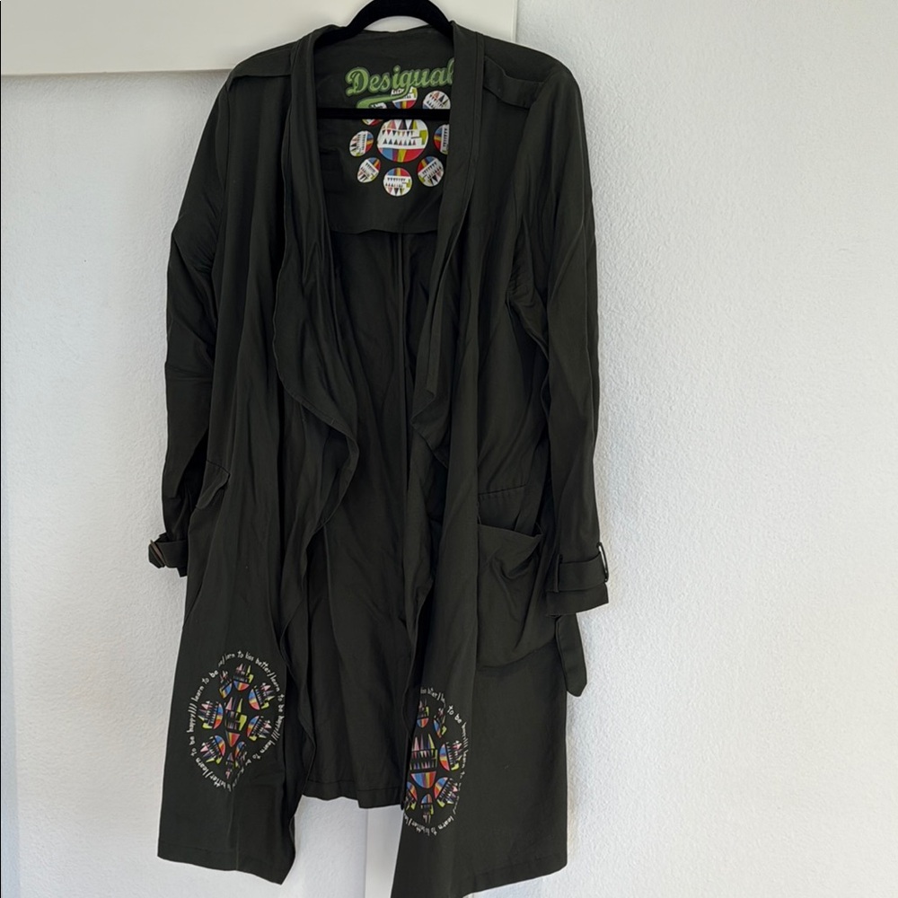 Desigual Green Trench Coat 🧥